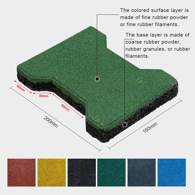Rubber I-Shaped Floor Tiles